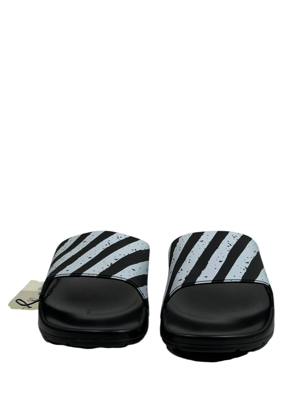OFF-WHITE Industrial Stripe Slides β Black/White Edition β«βͺπ₯