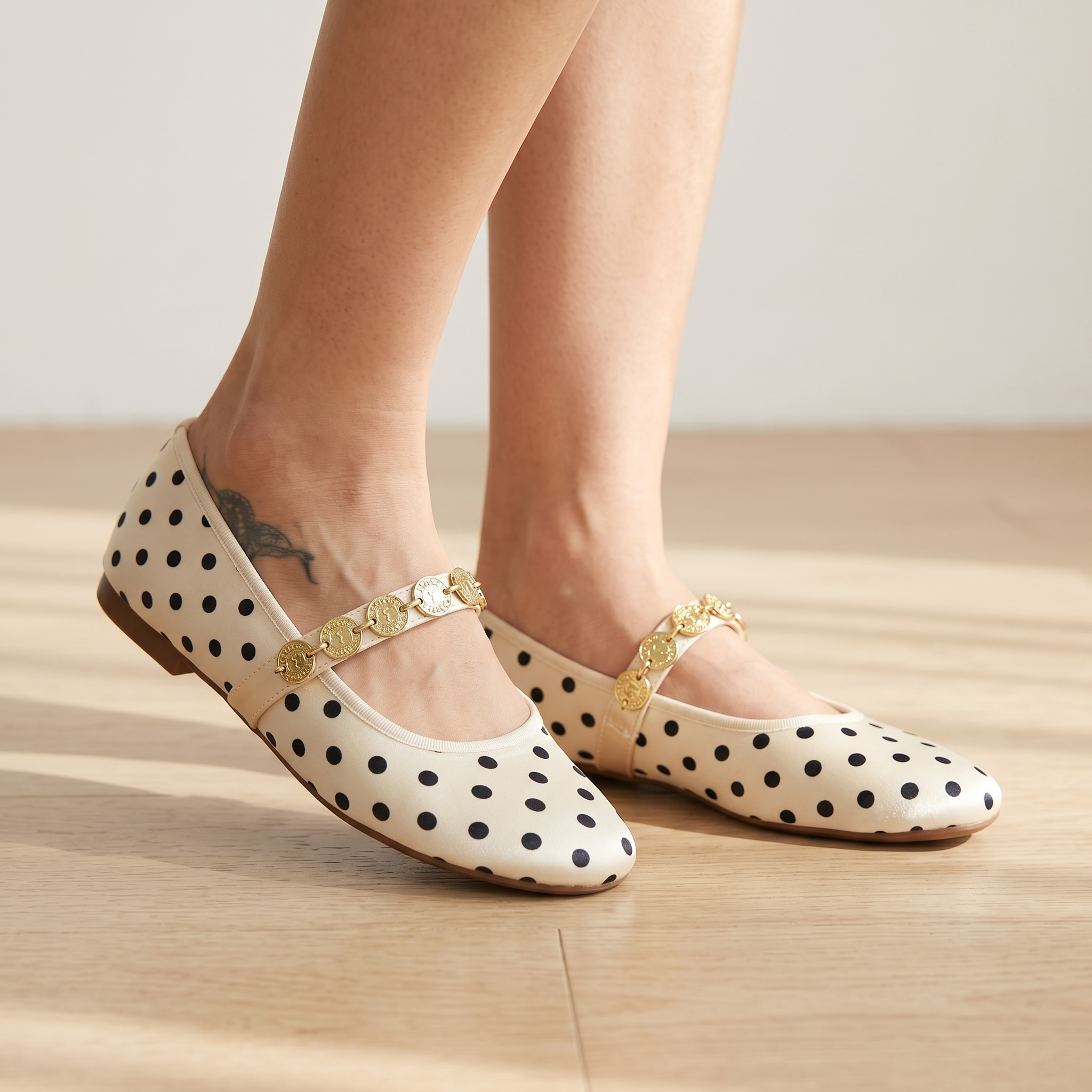 Elegant Polka Dot Ballet Flats ✨🤍