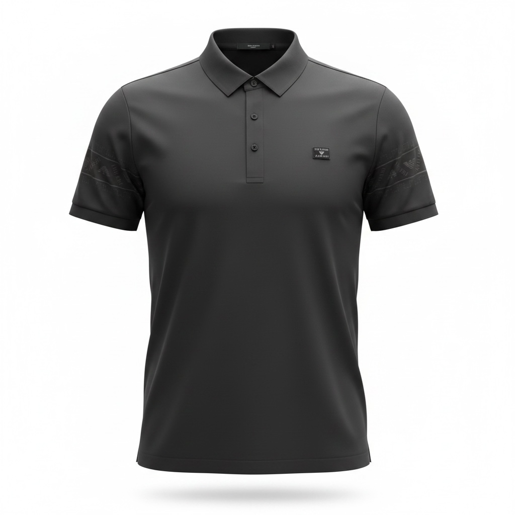 Emporio Armani Black Polo Shirt π€β¨ Premium Logo Sleeve Edition