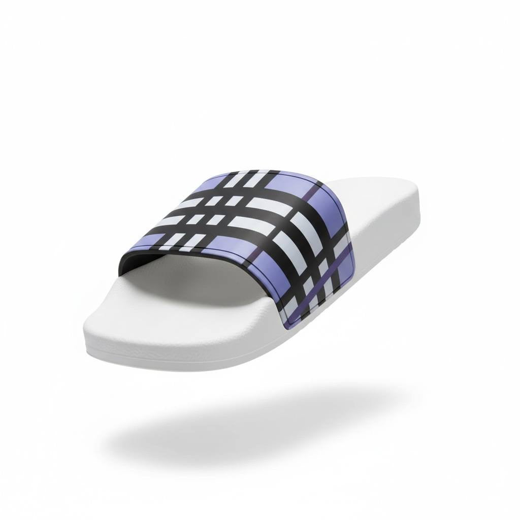 Burberry Check Slides β White & Lavender Edition π€π