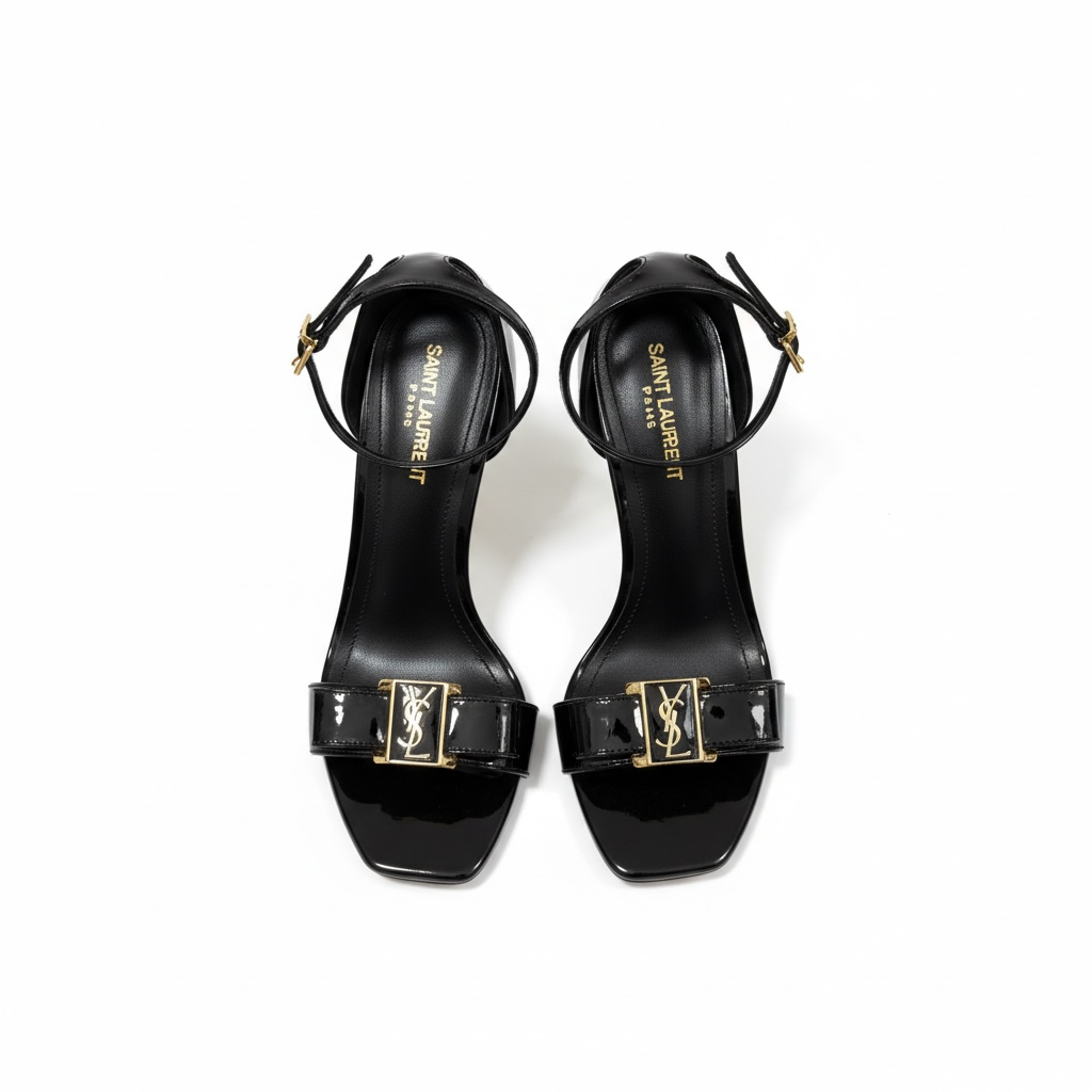 Saint Laurent Opyum Patent Leather Heels with Gold YSL Heel π€β¨