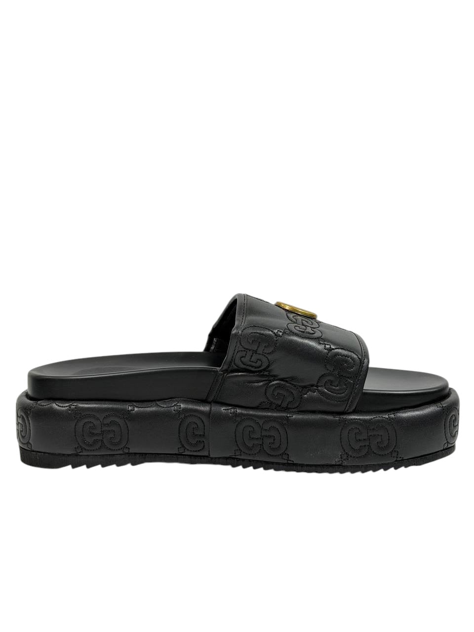 GUCCI GG Embossed Slide Sandals β Black Edition π€β¨