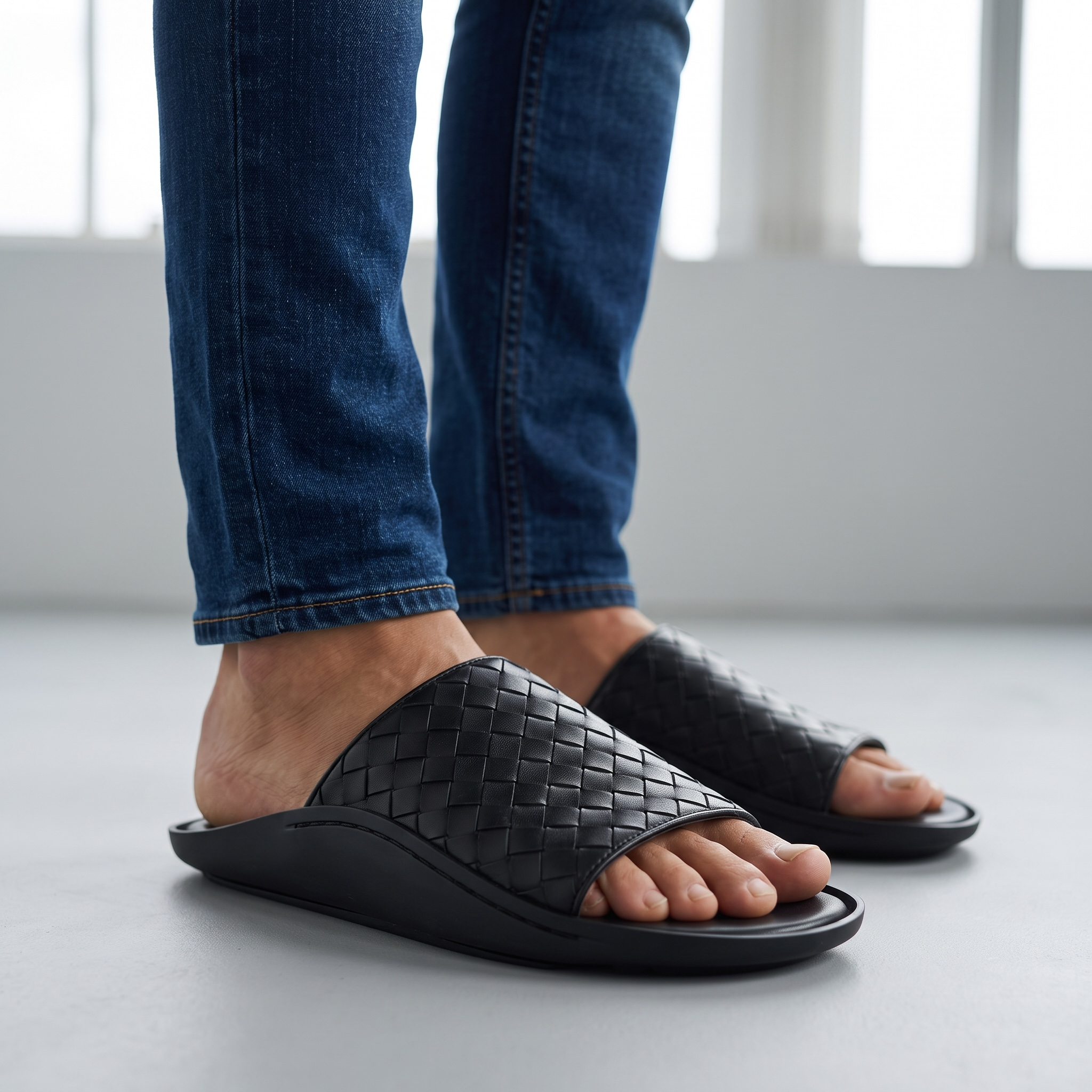 Bottega Veneta Intrecciato Slide Sandals β Black Edition π€β¨