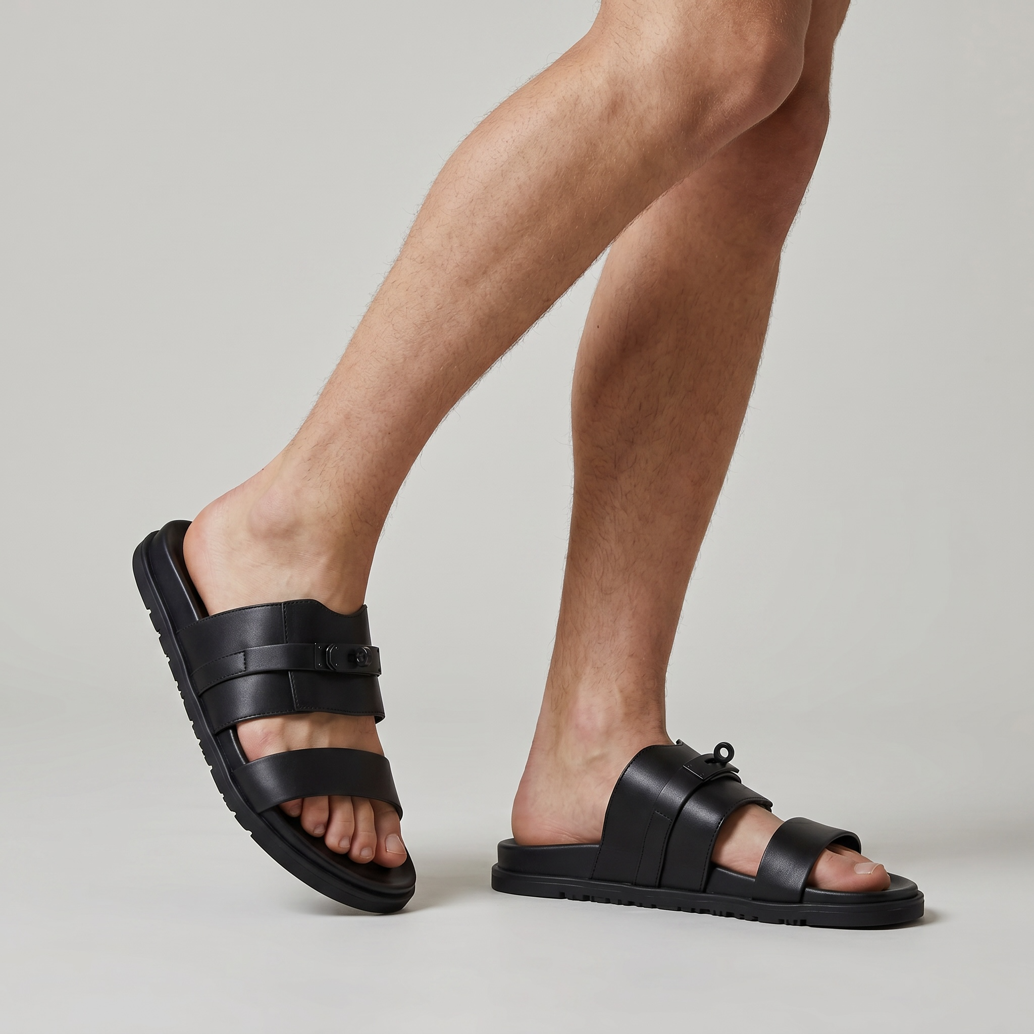 Hermès Black Luxury Slide Sandals – Premium Designer Summer Slippers 🖤✨