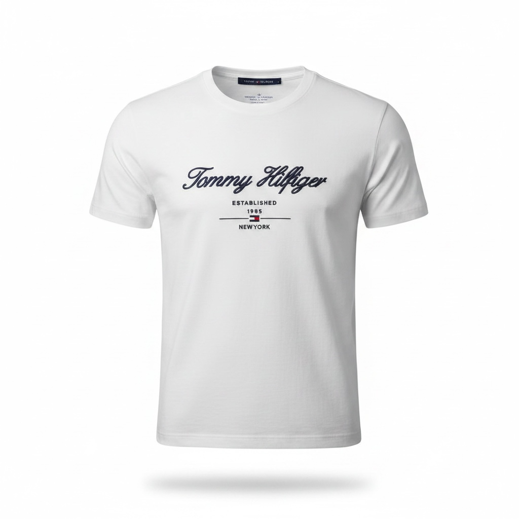 Tommy Hilfiger White Script Logo T-Shirt π€πΊπΈ Classic Heritage Edition