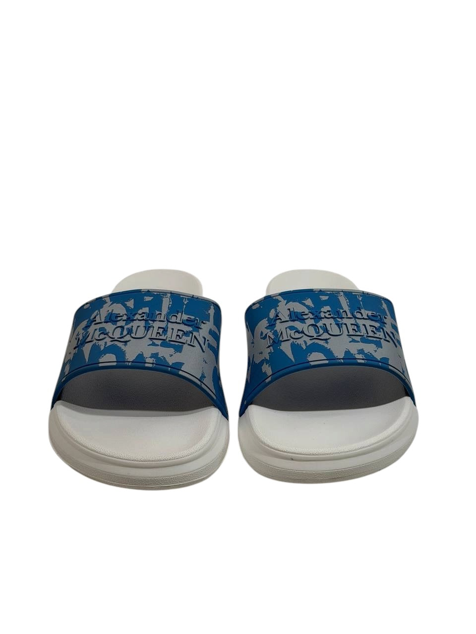 Alexander McQueen Urban Graphic Slide Sandals β Blue & White Luxury Streetwear πβ¨