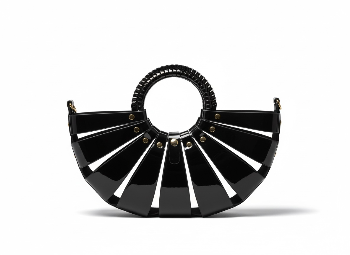 Bottega Veneta Black Arc Handle Bag π€β¨ Sculptural Glossy Statement Handbag