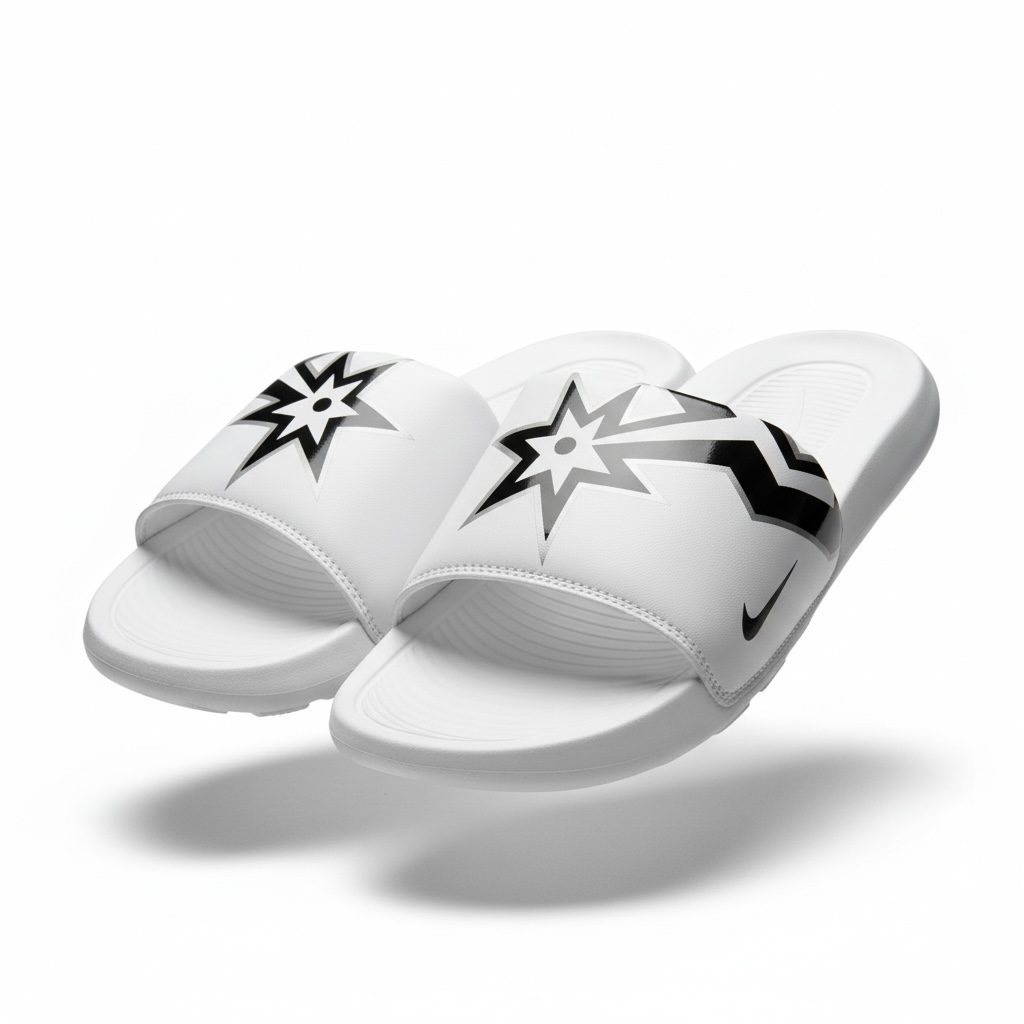 Nike White Graphic Slides π€β‘ | Bold Street Sport Summer Essential ππ₯