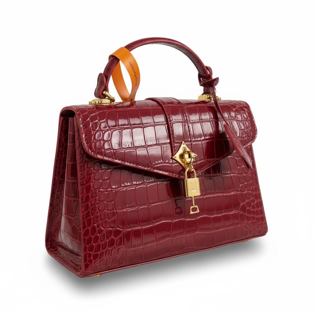 Louis Vuitton Crocodile-Embossed Top-Handle Bag β Deep Red πβ€οΈ