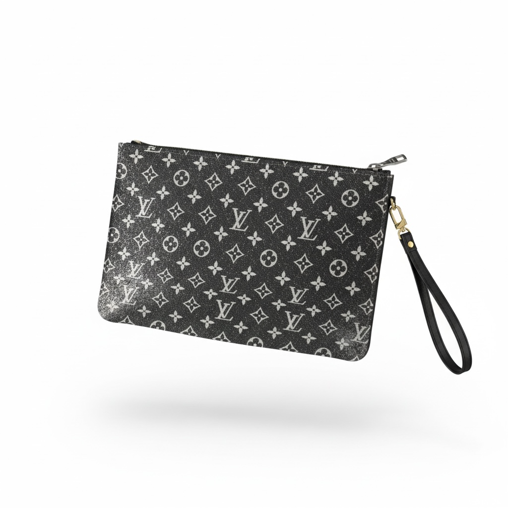 Louis Vuitton Monogram Wristlet Pouch β Black & Grey π€β¨