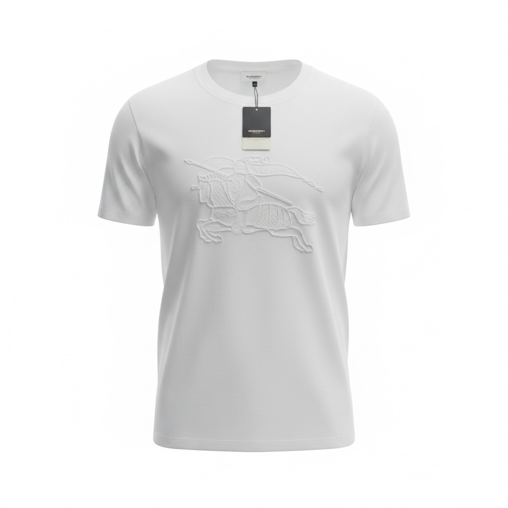 Burberry White Embroidered Knight T-Shirt π€β¨ Premium Heritage Edition