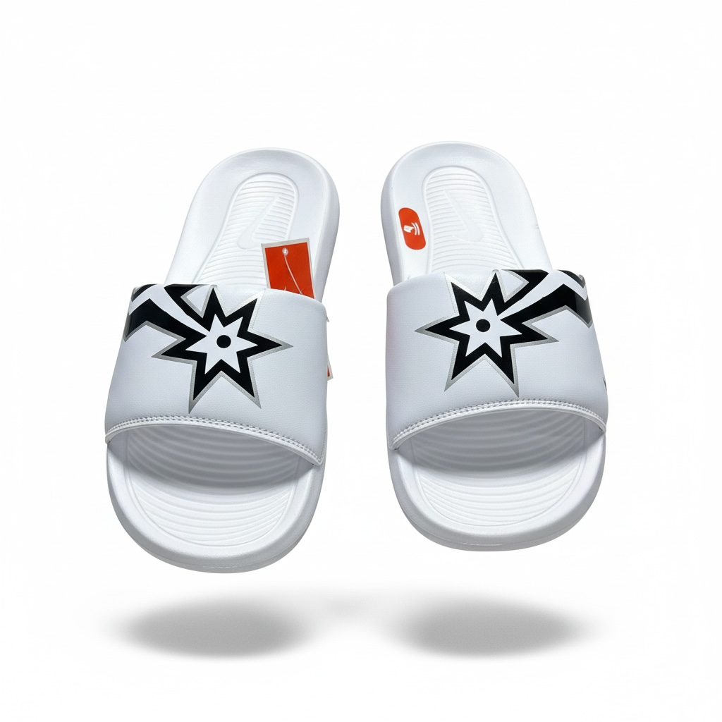 Nike White Graphic Slides π€β‘ | Bold Street Sport Summer Essential ππ₯