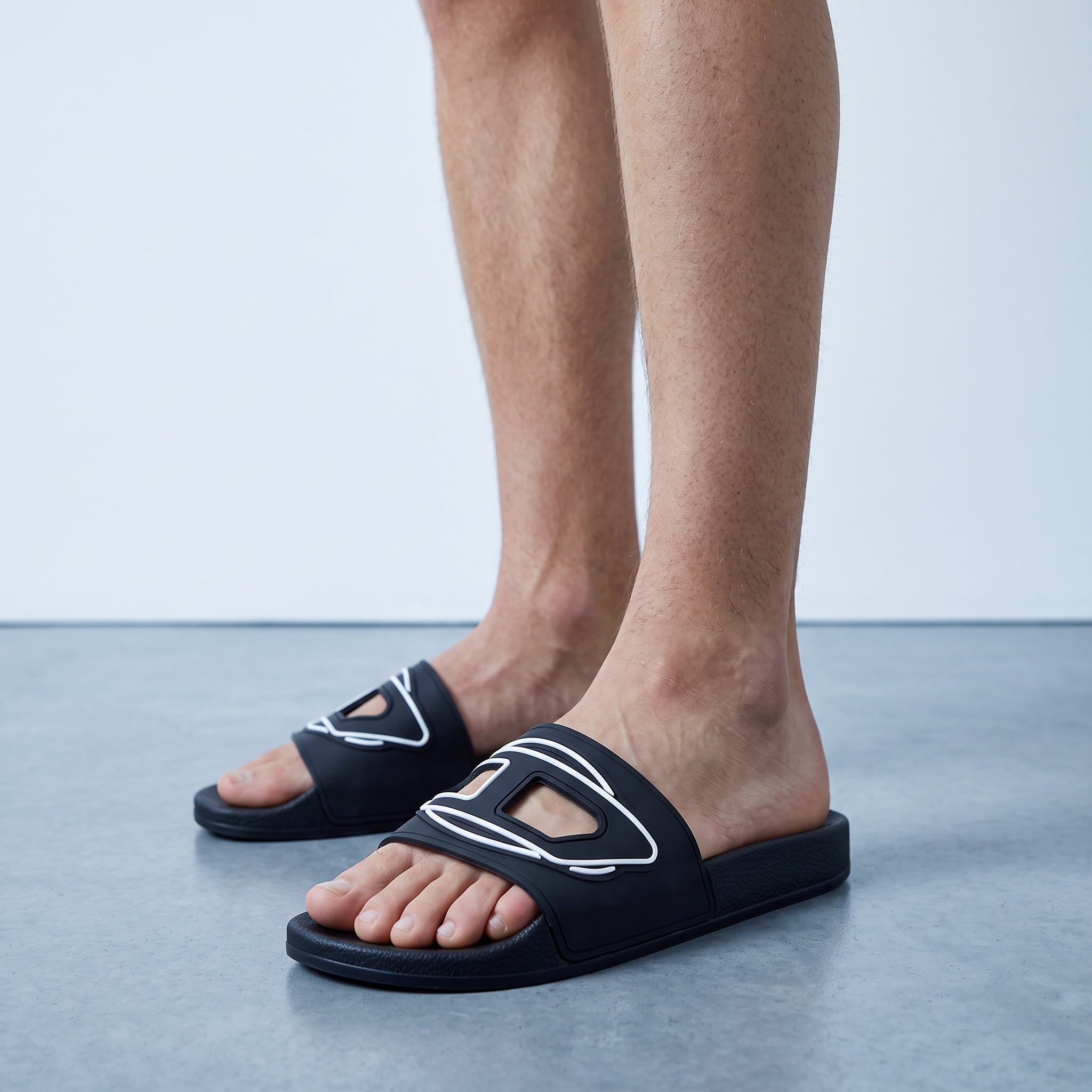 Hermès Oran Slide – Black/White 🖤👣