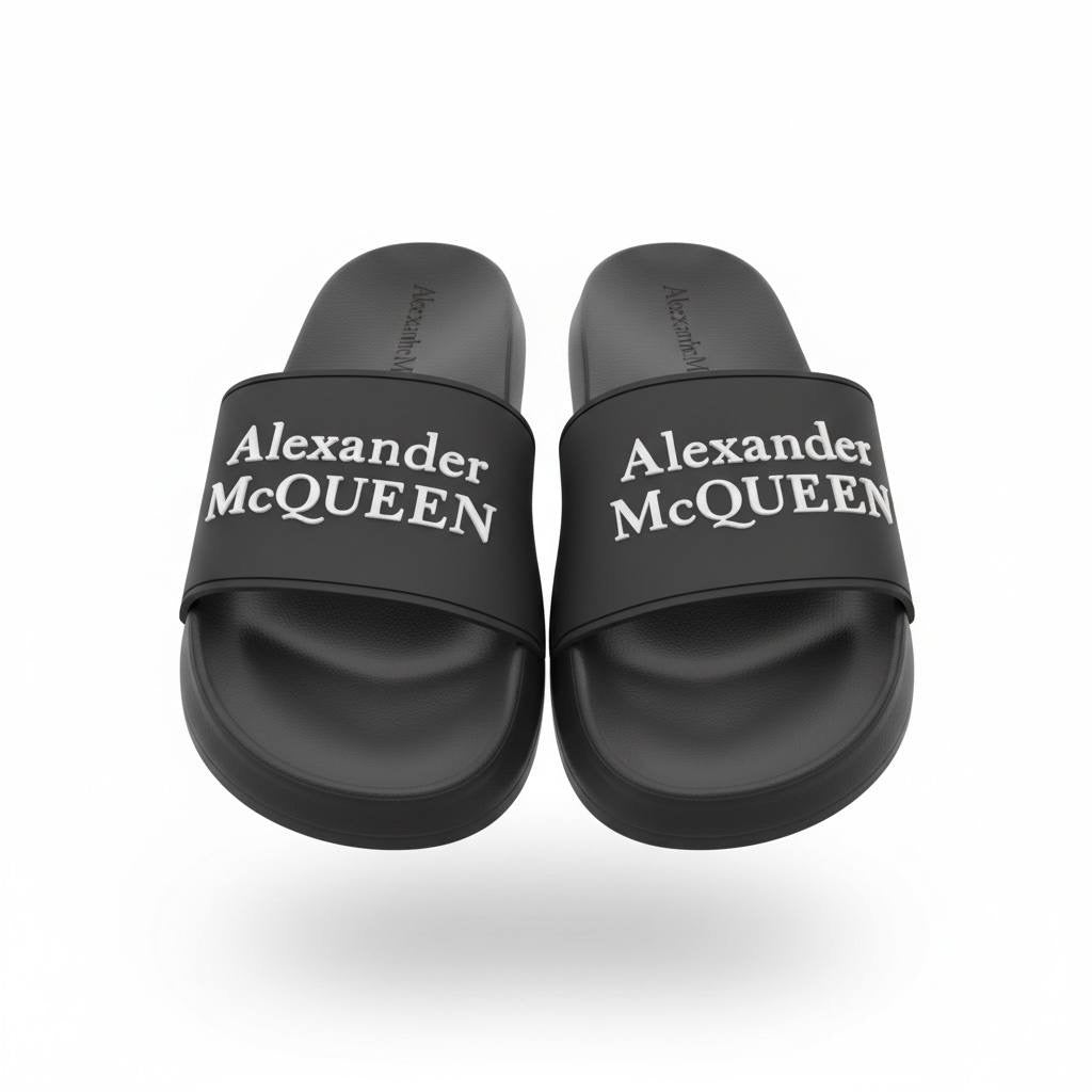 Alexander McQueen Black Logo Slides π€β¨ | Luxury Minimal Summer Essential π₯π