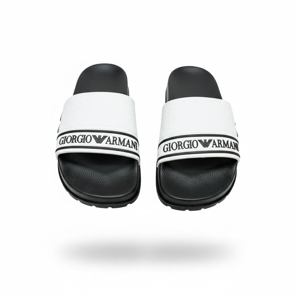 Giorgio Armani Logo Slides β White & Black Edition βͺπ€