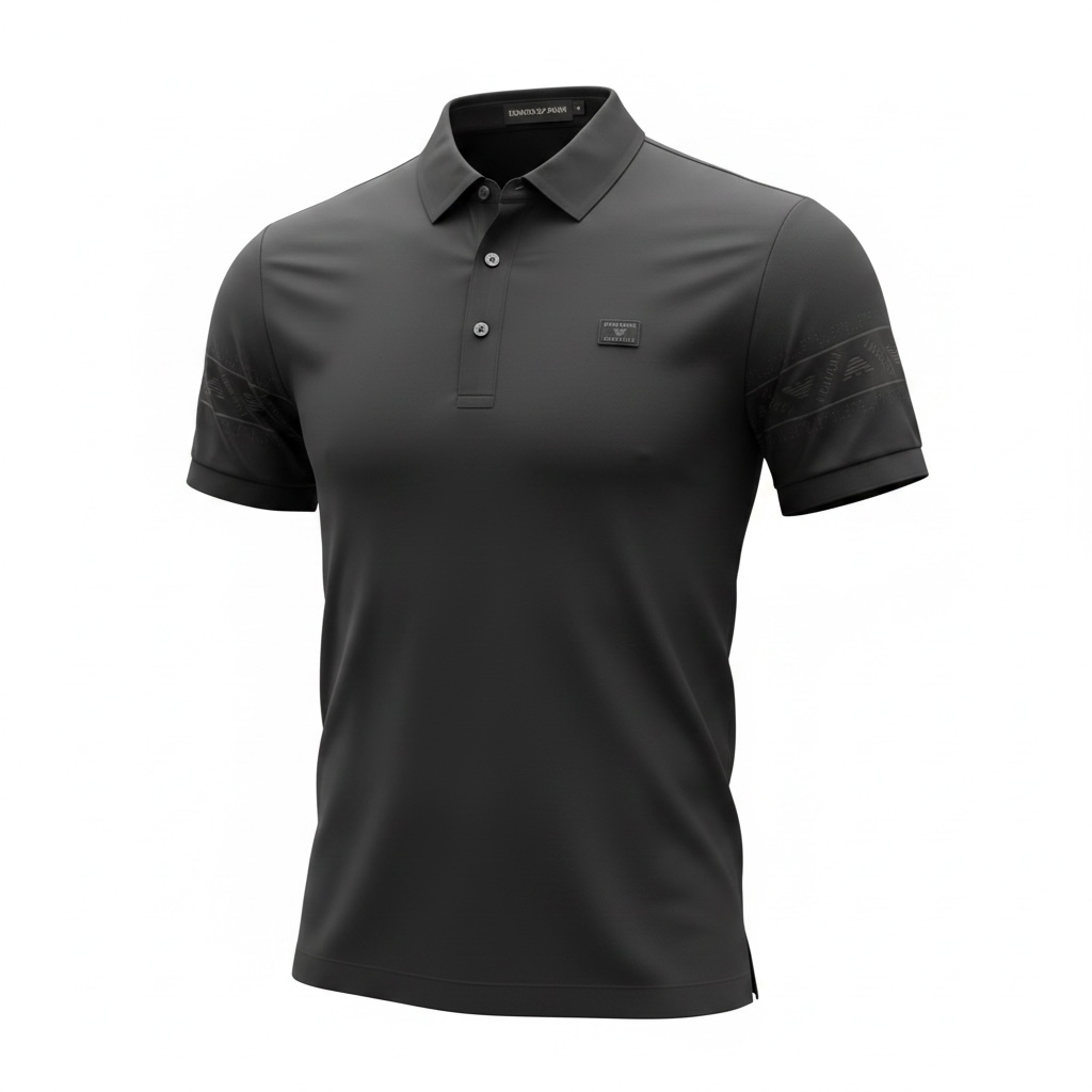 Emporio Armani Black Polo Shirt π€β¨ Premium Logo Sleeve Edition