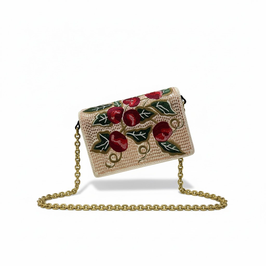 Valentino Handmade Cherry Embroidered Clutch πβ¨