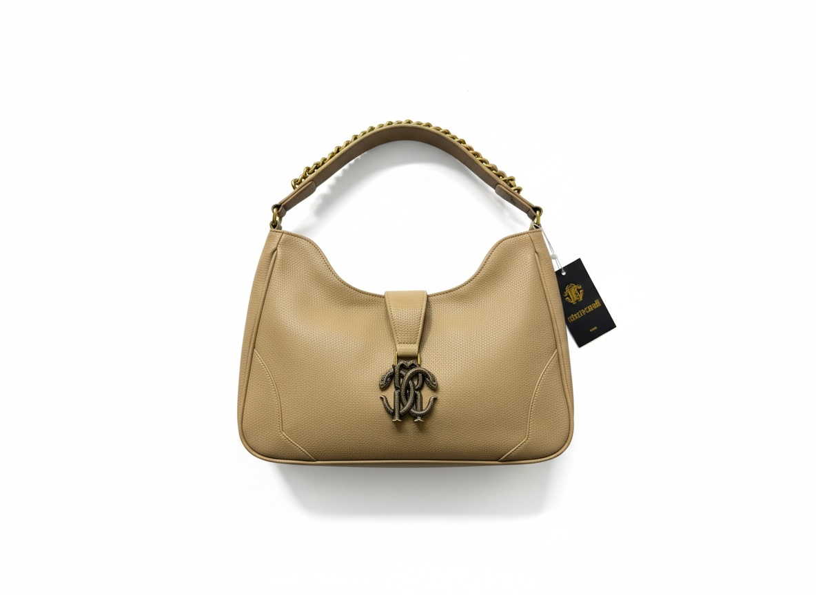 ROBERTO CAVALLI RC Monogram Shoulder Bag β Beige π€β¨ | Elegant Everyday Luxury
