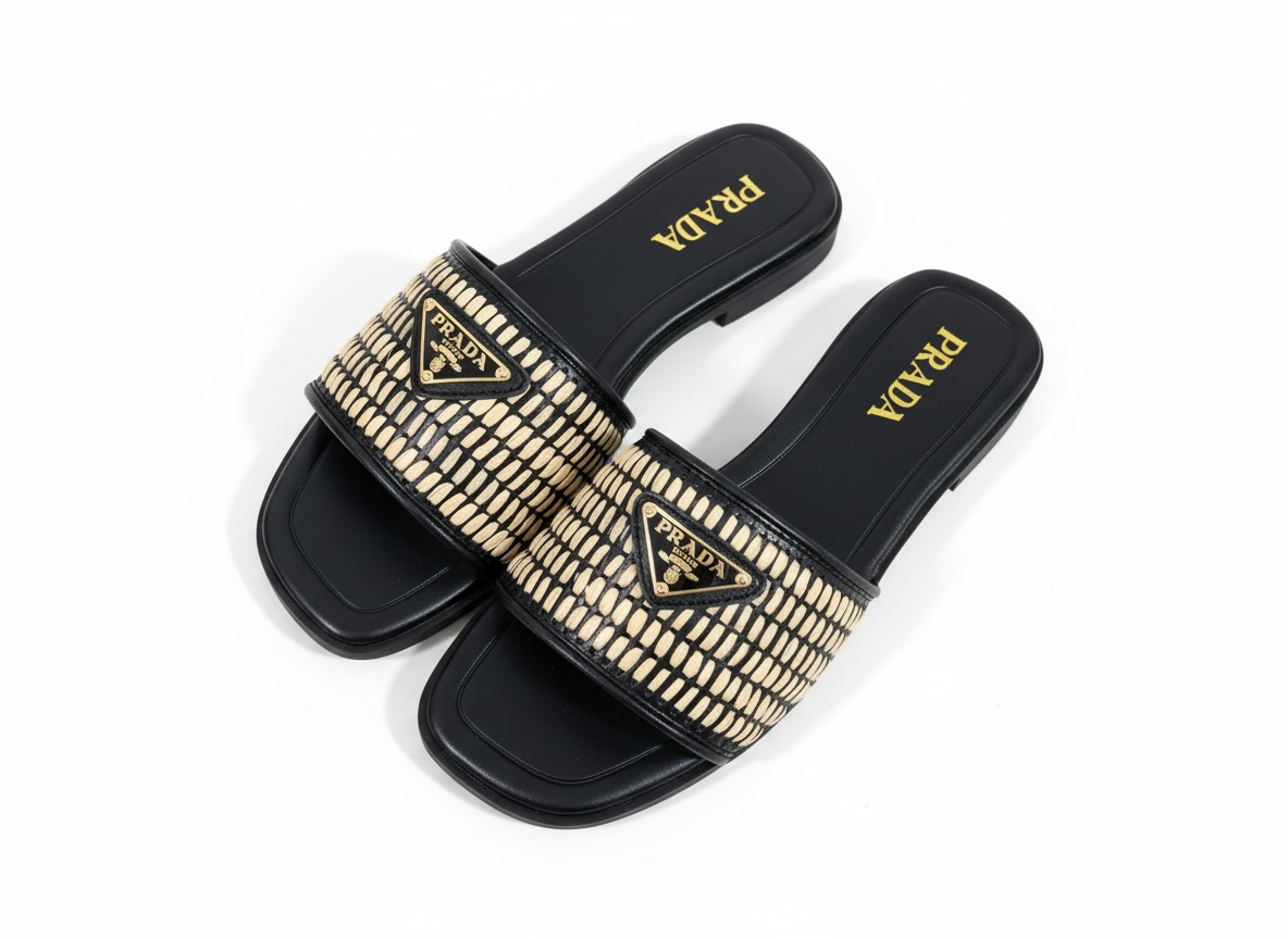 PRADA Raffia Slide Sandals π€β¨ | Iconic Summer Luxury