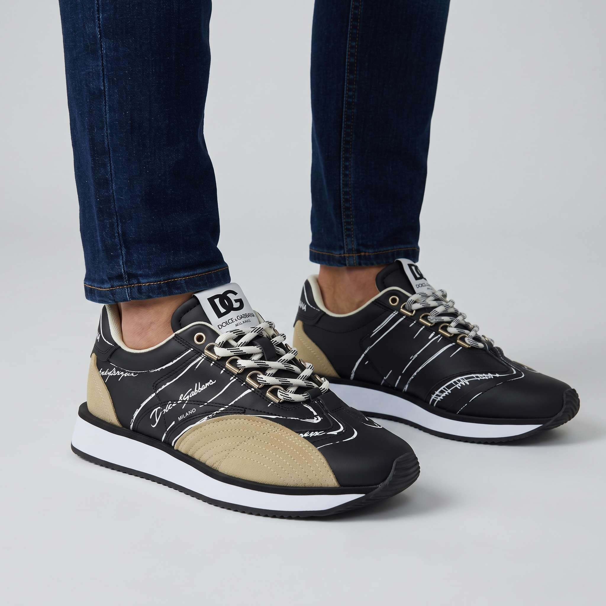 Dolce & Gabbana Black Graphic Sneakers π€βοΈπ₯ | Luxury Artistic Streetwear πβ¨