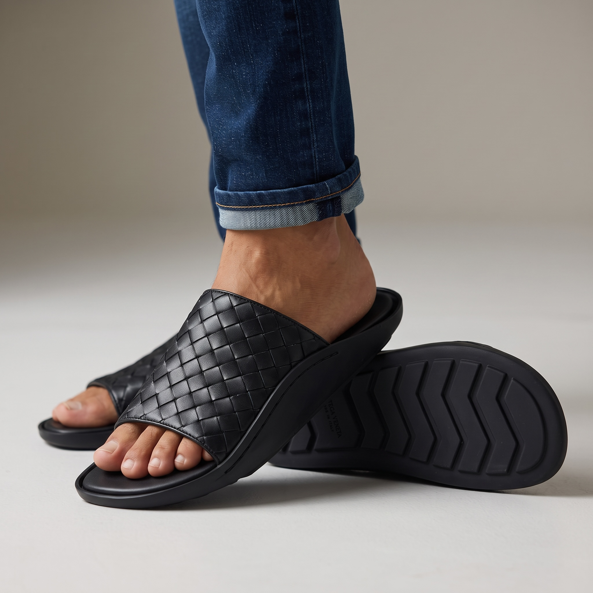 Bottega Veneta Intrecciato Slide Sandals β Black Edition π€β¨