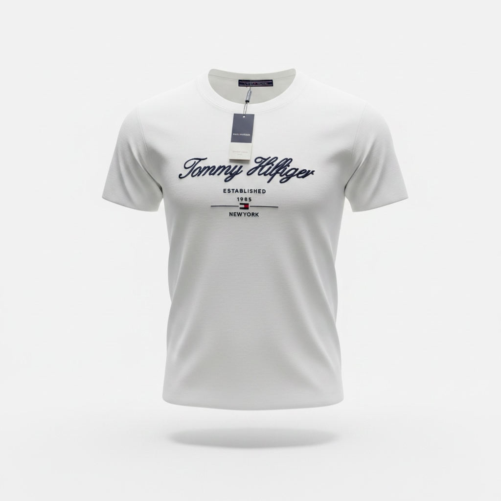 Tommy Hilfiger White Script Logo T-Shirt π€πΊπΈ Classic Heritage Edition
