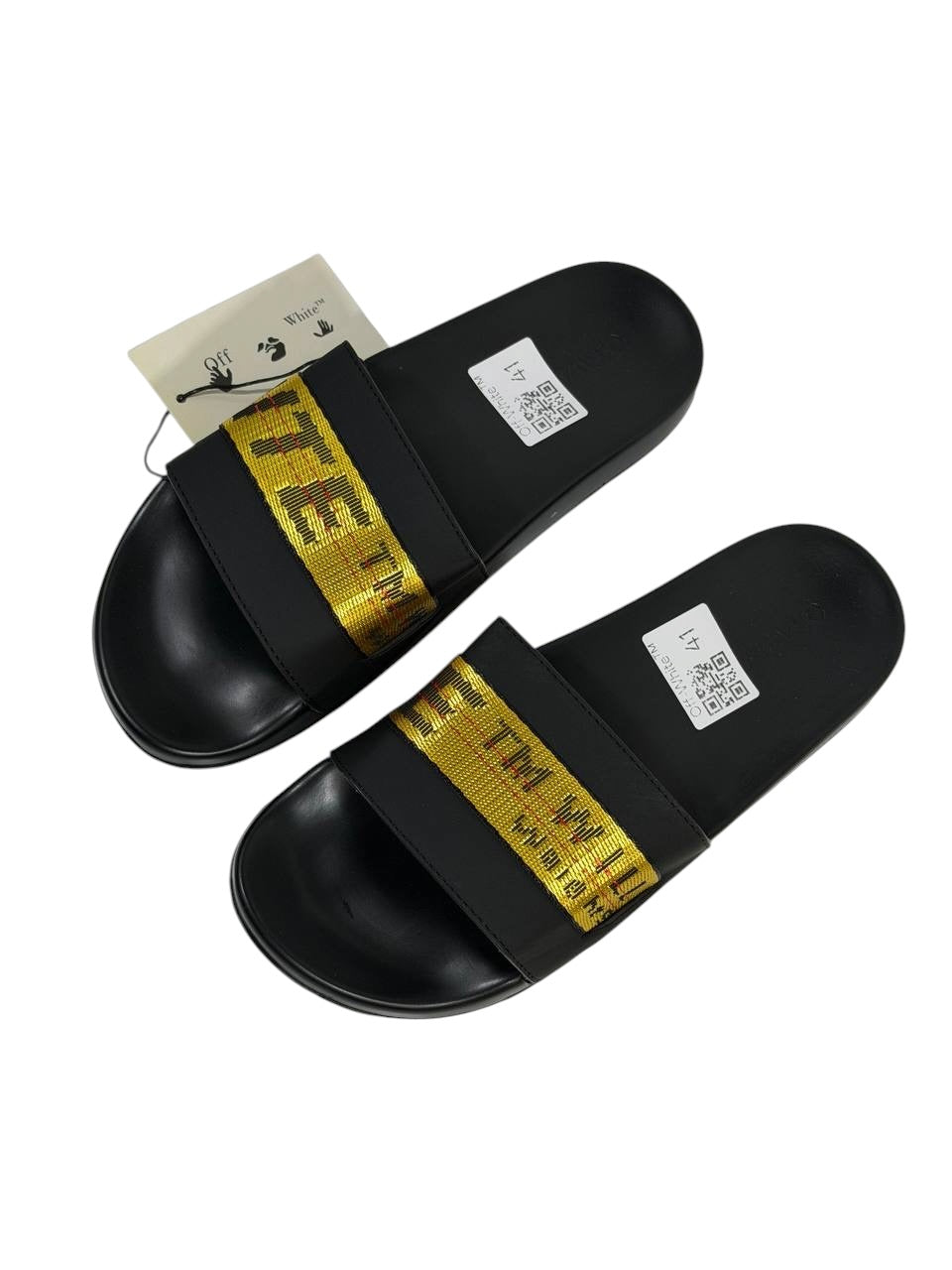 OFF-WHITE Industrial Belt Slides β Black/Yellow Edition β«π‘π₯