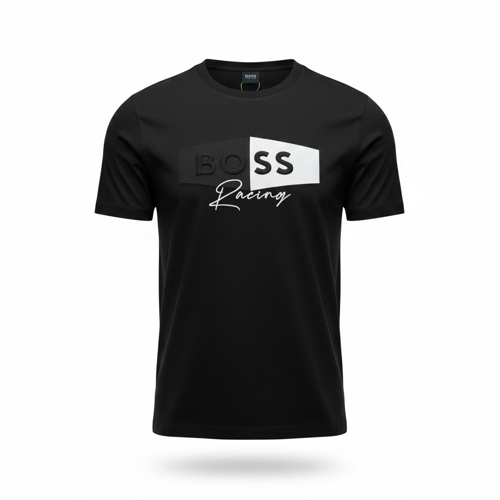 HUGO BOSS Racing Black Graphic T-Shirt π€π Sport Luxe Edition