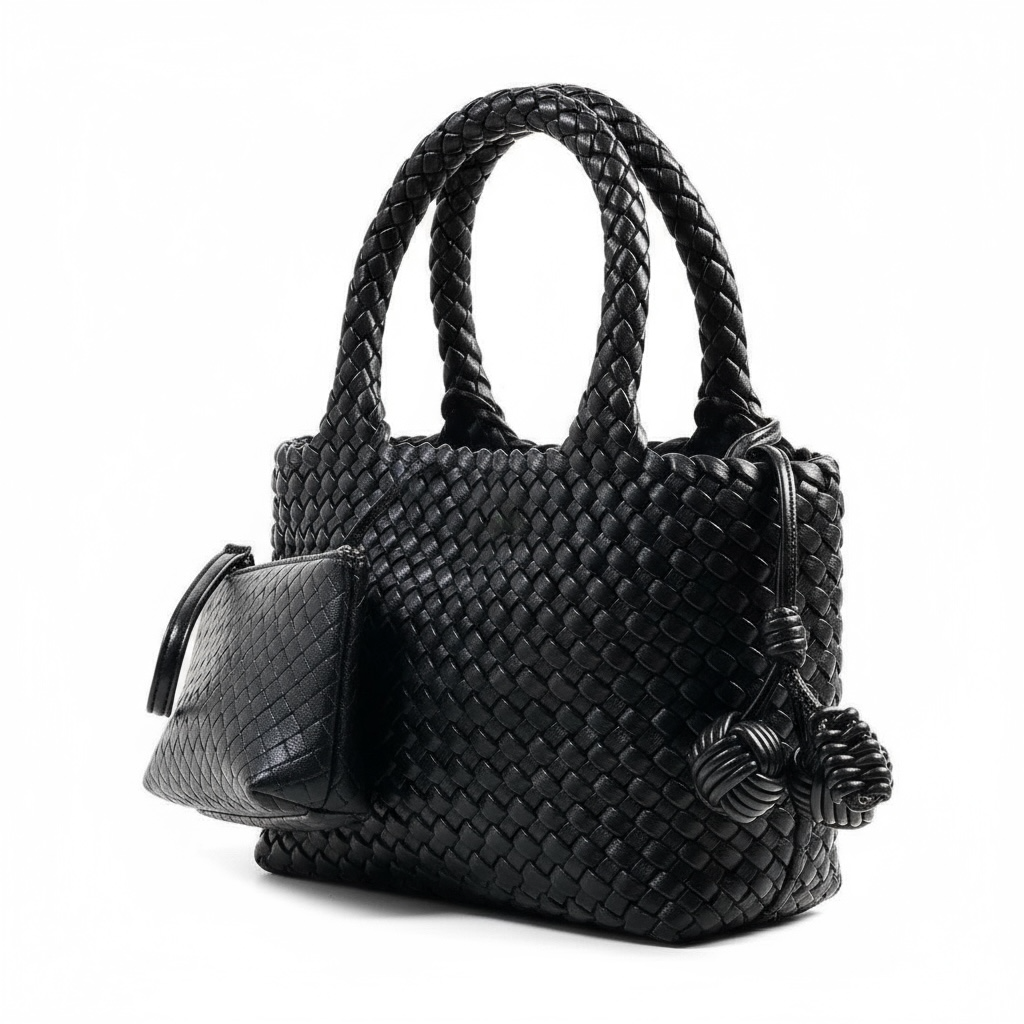 Bottega Veneta Black Woven Tote & Pouch Set π€β¨ | Luxury Intrecciato Leather Handbag