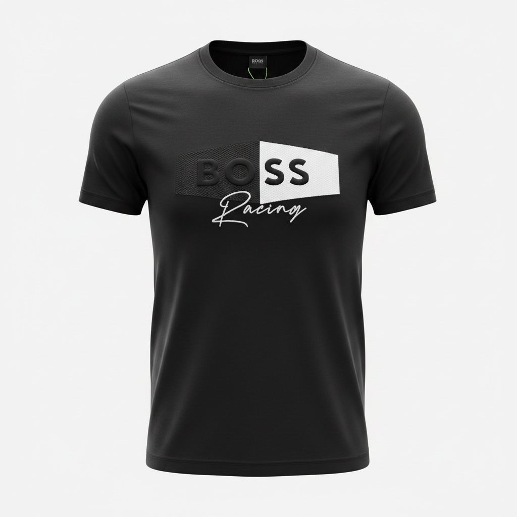 HUGO BOSS Racing Black Graphic T-Shirt π€π Sport Luxe Edition
