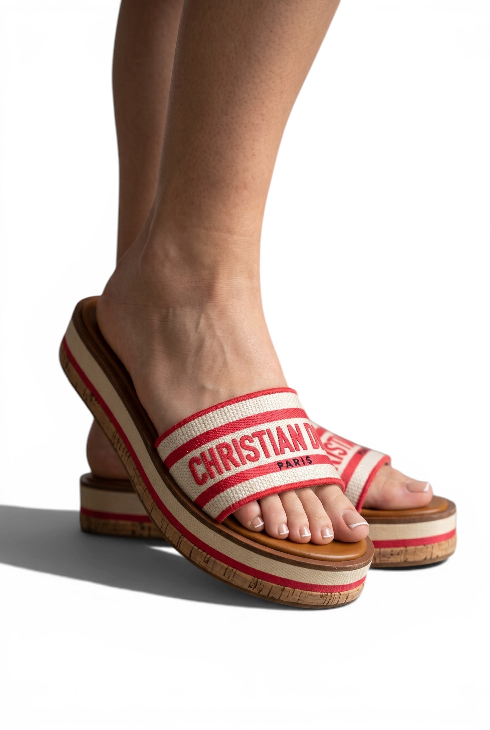 Christian Dior Paris Platform Slides β hot pink Logo Designer Sandals β€οΈβ¨ | Luxury Summer Comfort Slides