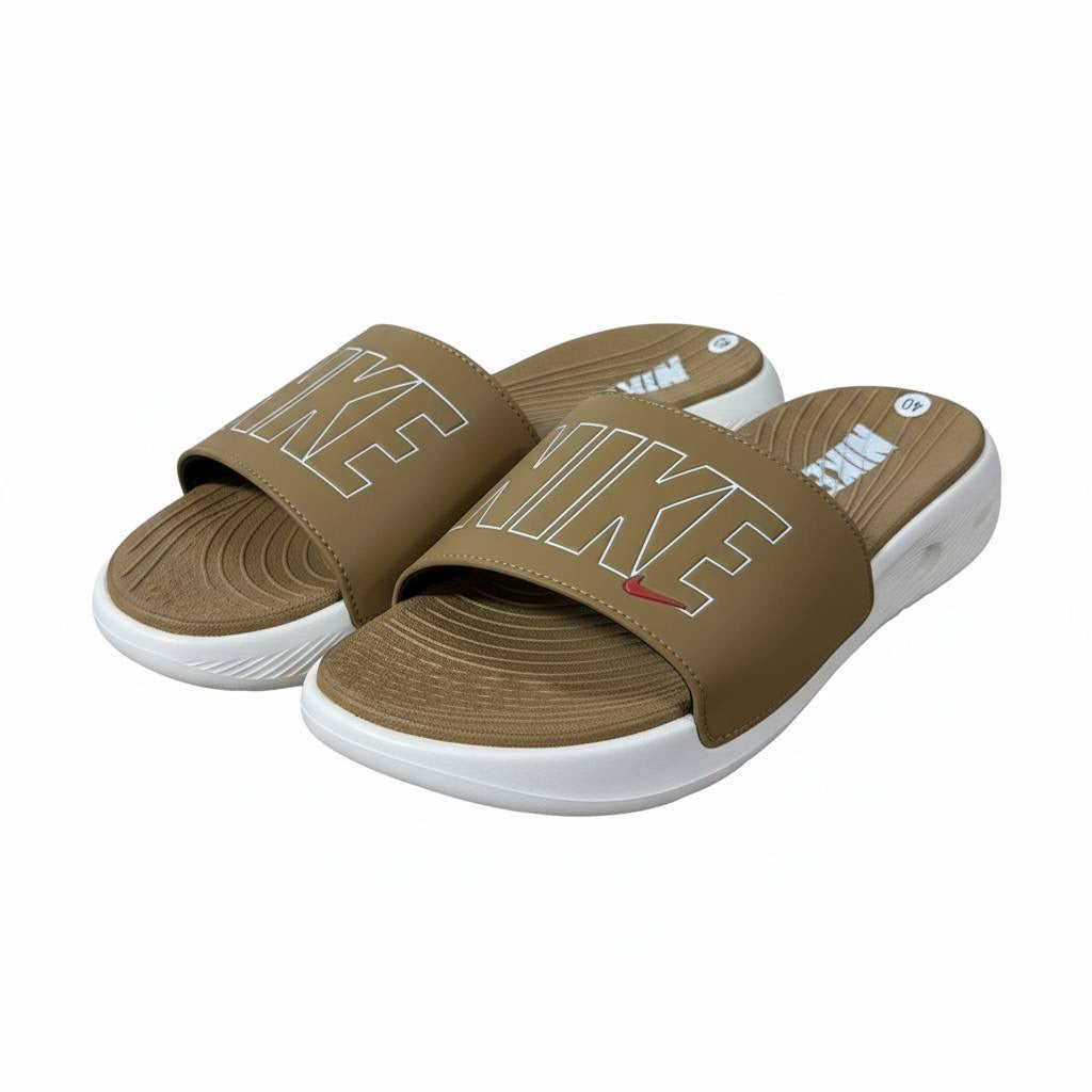 Nike Air Cushion Slides Tan & White π€π€ | Premium Comfort Summer Edition ππ₯