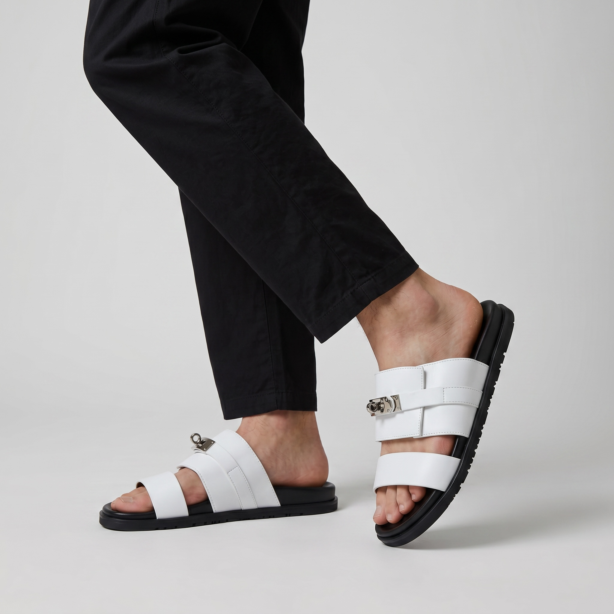 Hermès White Luxury Slide Sandals – Premium Designer Summer Slippers 🤍✨