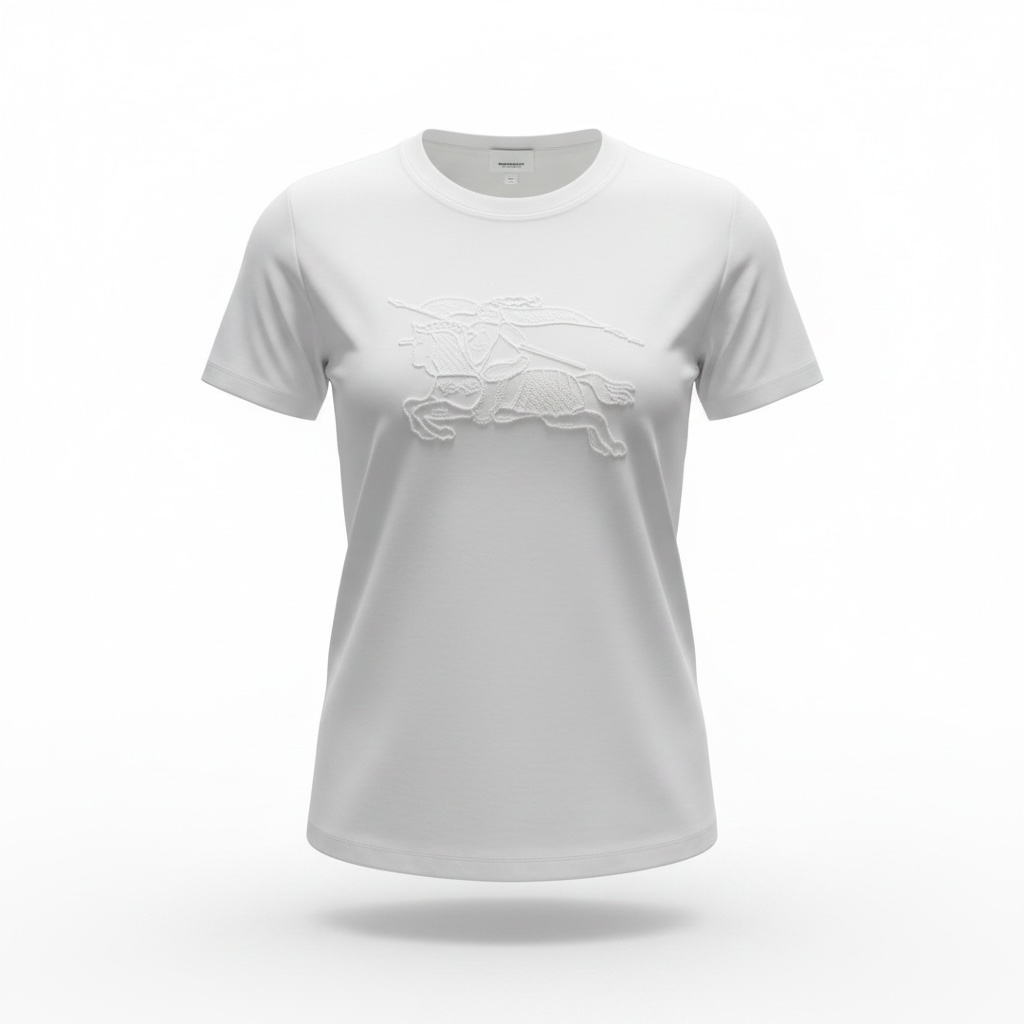 Burberry White Embroidered Knight T-Shirt π€β¨ Premium Heritage Edition