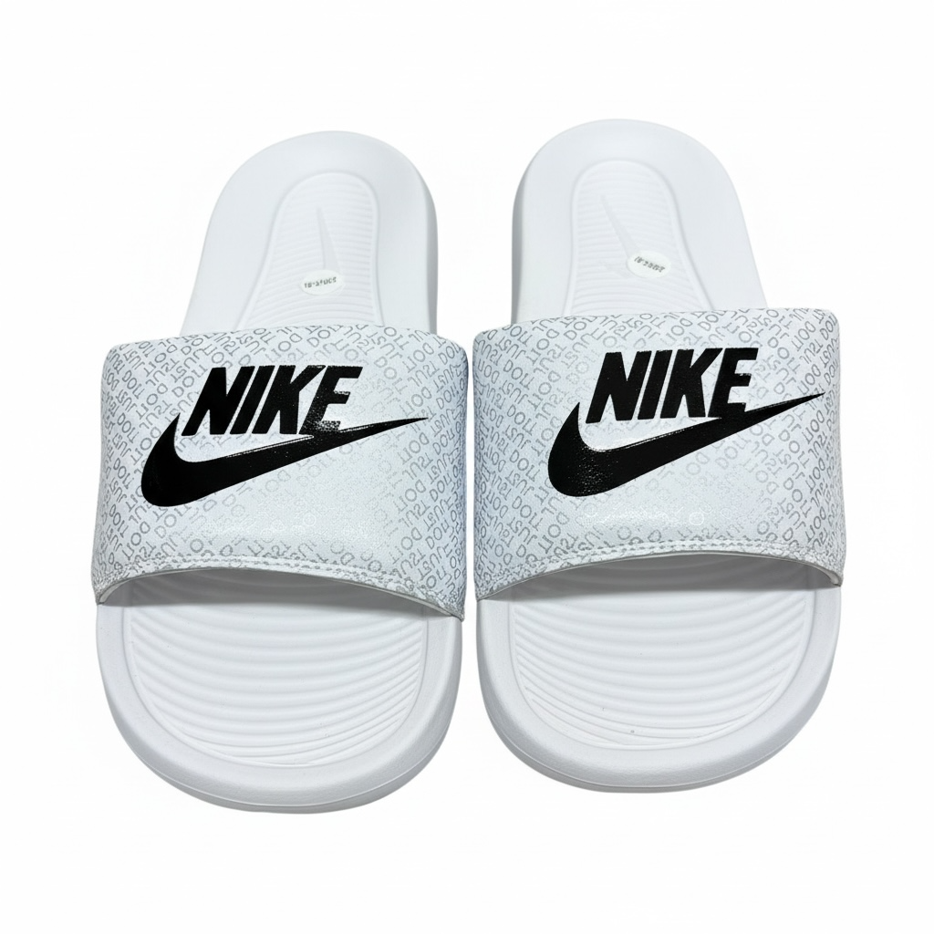 Nike White Logo Print Slides π€π€ | Clean Sport Summer Essential ππ₯