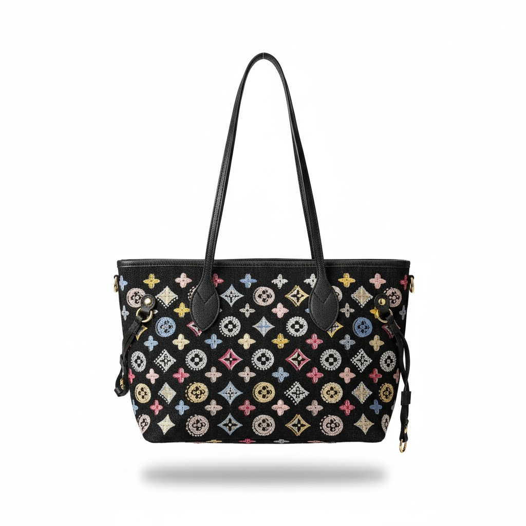 β¨ Louis Vuitton Beaded Monogram Tote β Black Multicolor ππ€