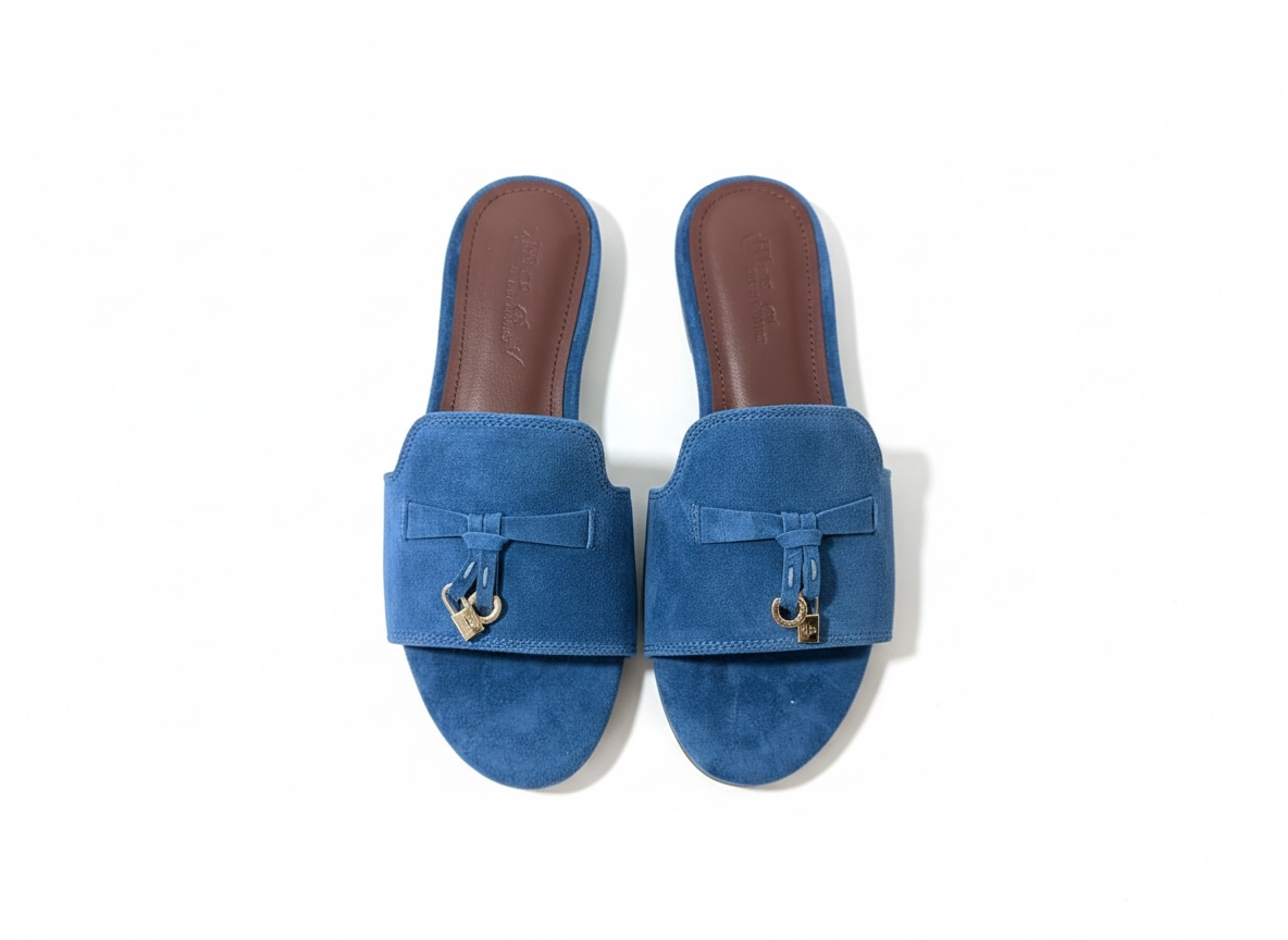 LORO PIANA Style Blue Suede Slides πβ¨ | Casual Luxury Edition