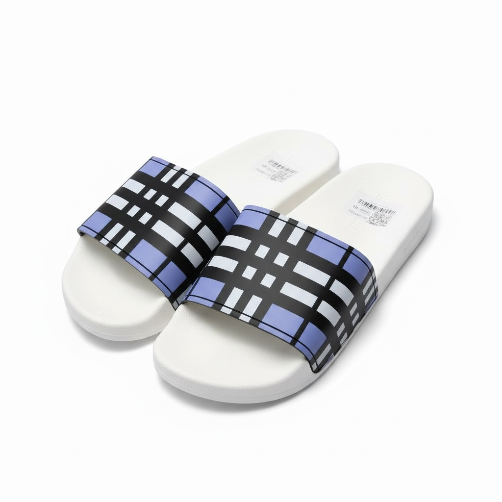 Burberry Check Slides β White & Lavender Edition π€π