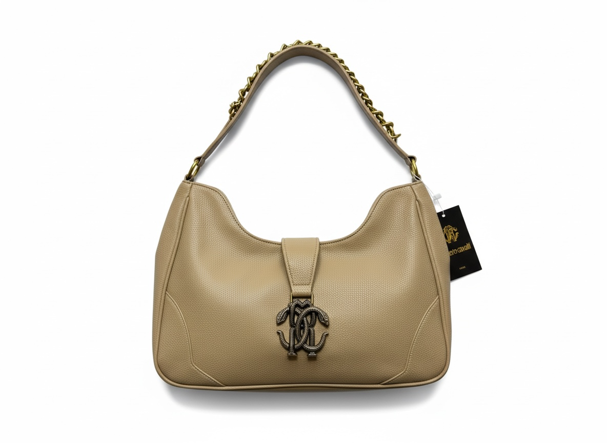 ROBERTO CAVALLI RC Monogram Shoulder Bag β Beige π€β¨ | Elegant Everyday Luxury