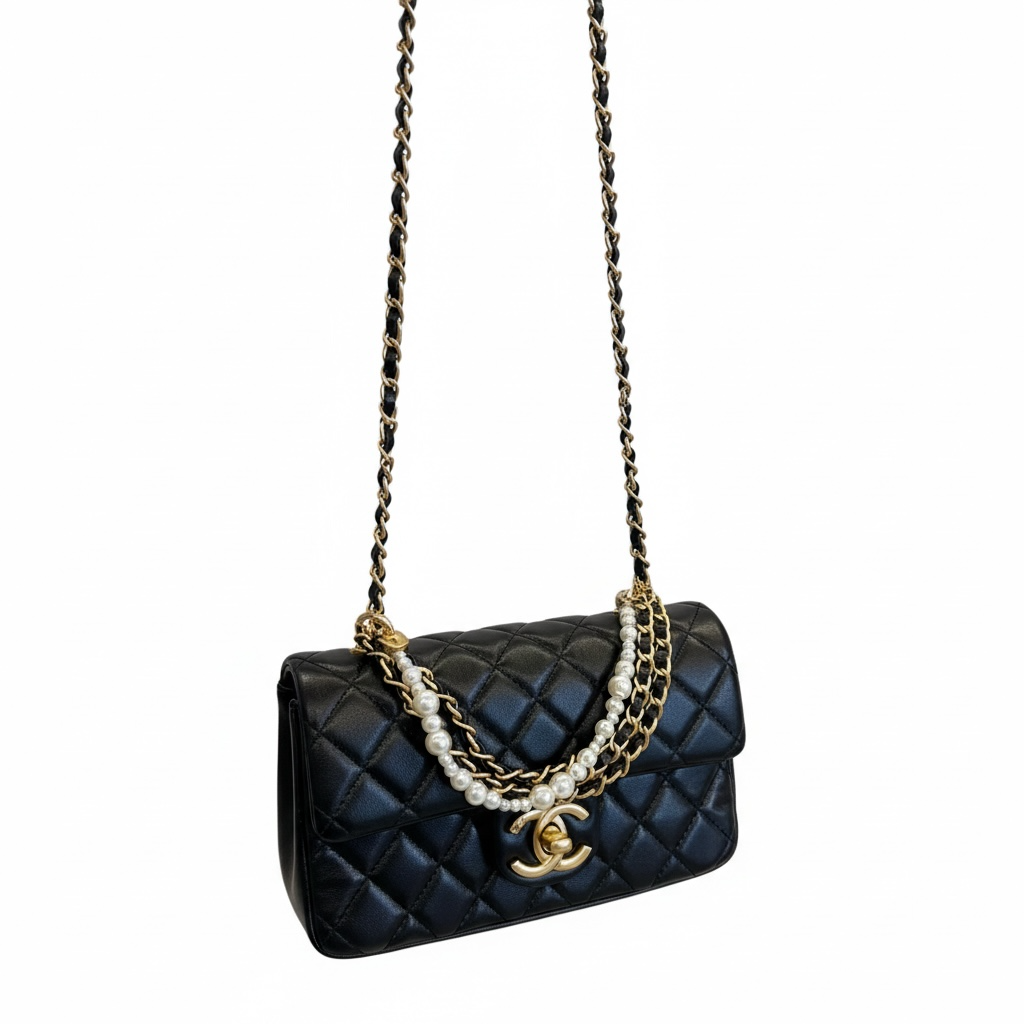 π€β¨ Chanel Quilted Pearl Chain Flap Bag β¨π€