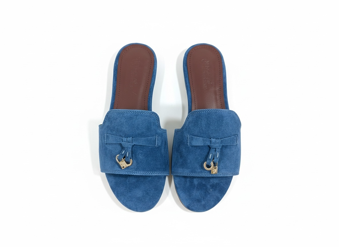 LORO PIANA Style Blue Suede Slides πβ¨ | Casual Luxury Edition
