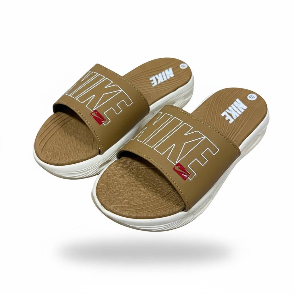 Nike Air Cushion Slides Tan & White π€π€ | Premium Comfort Summer Edition ππ₯
