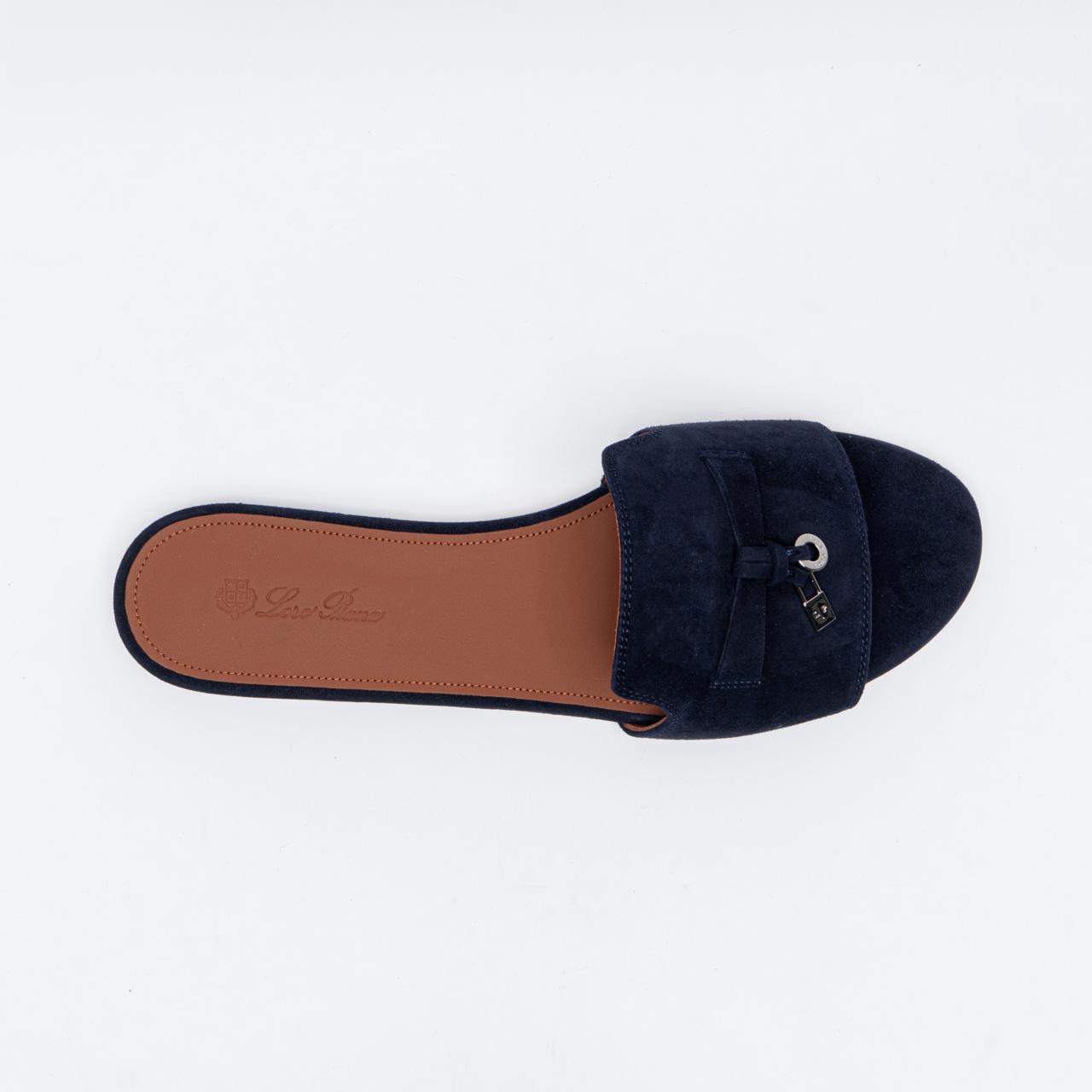 LORO PIANA Style Navy Suede Slides πβ¨ | Elegant Minimal Edition