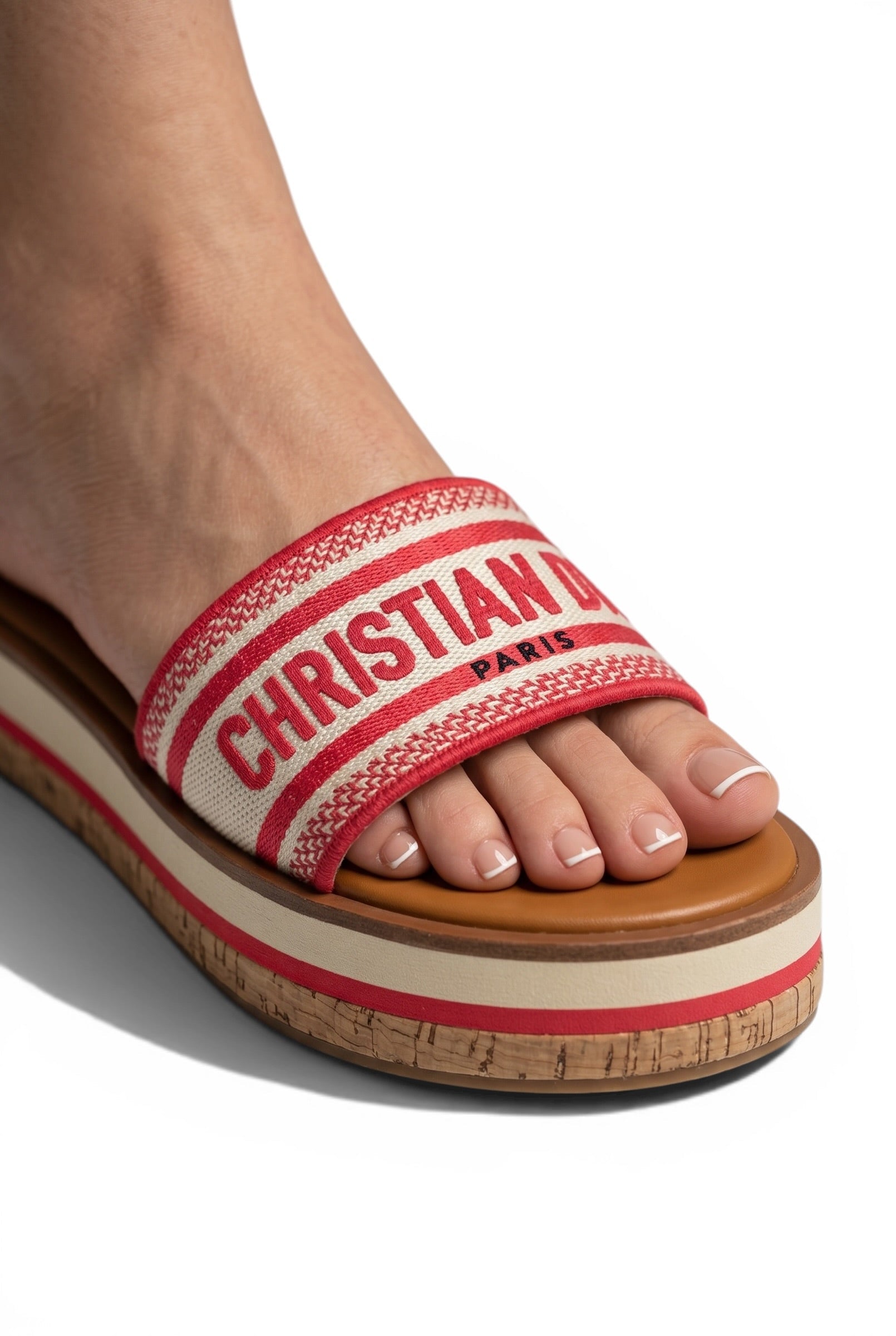 Christian Dior Paris Platform Slides β hot pink Logo Designer Sandals β€οΈβ¨ | Luxury Summer Comfort Slides