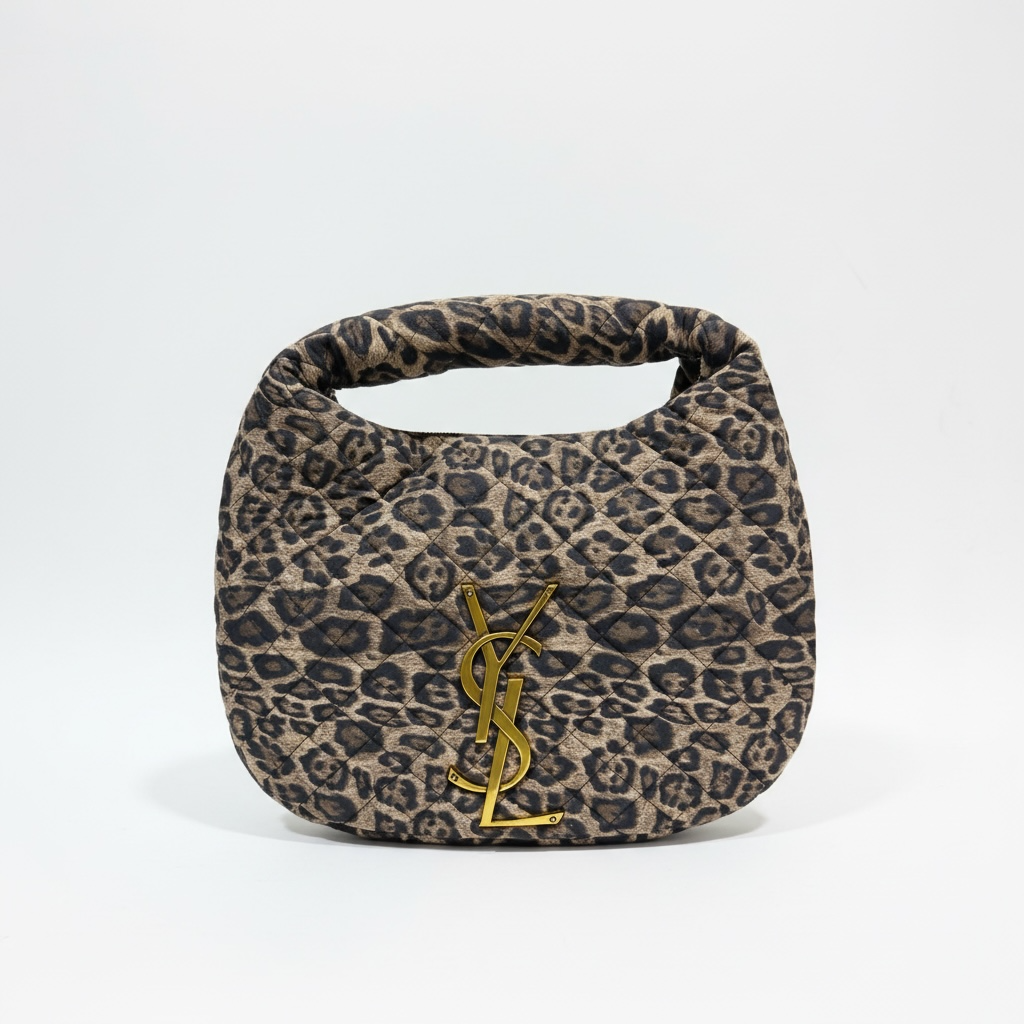 Leopard Quilted Hobo Bag with Gold YSL Logo πβ¨