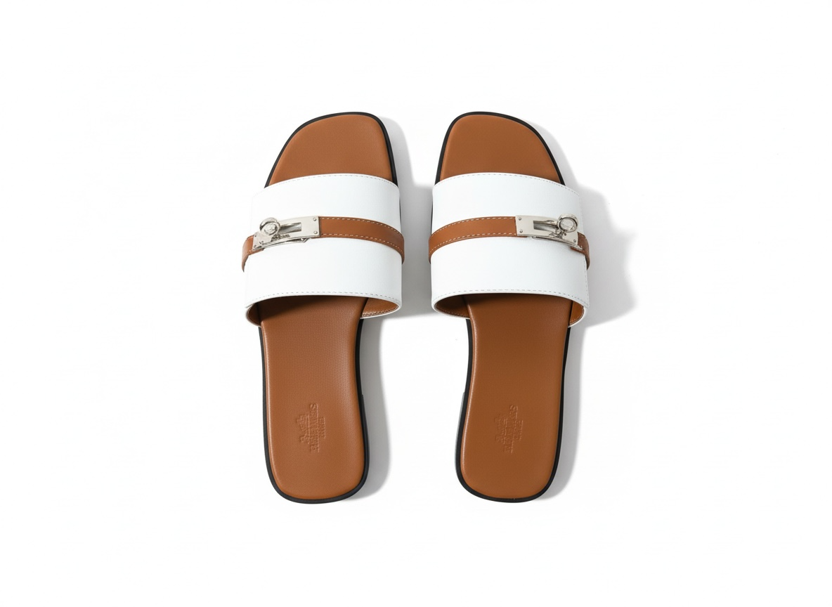 HERMÈS Inspired Oran Lock Sandals 🤍🤎 | Classic Contrast Edition