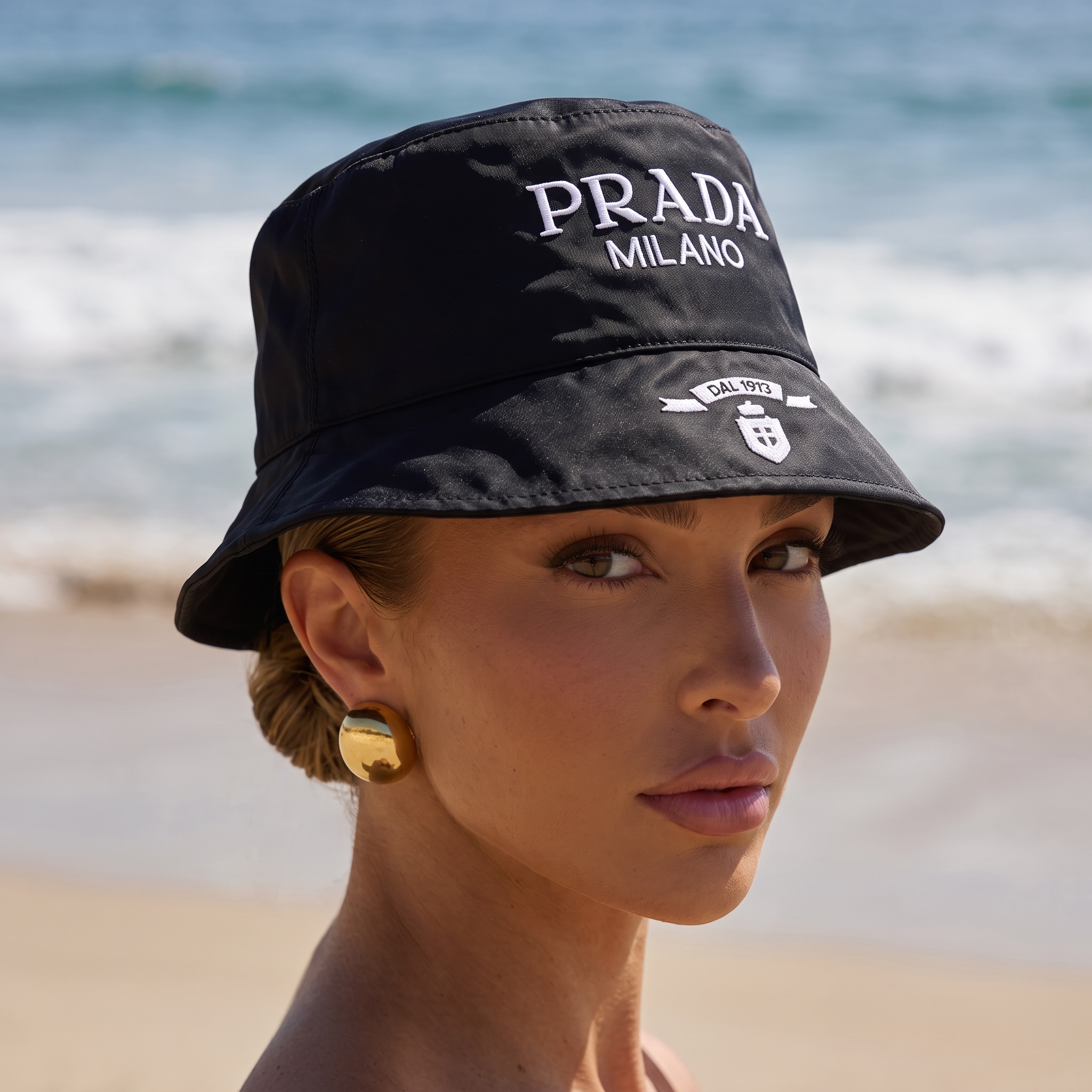 Prada Milano Embroidered Bucket Hat β Black Elegance π€