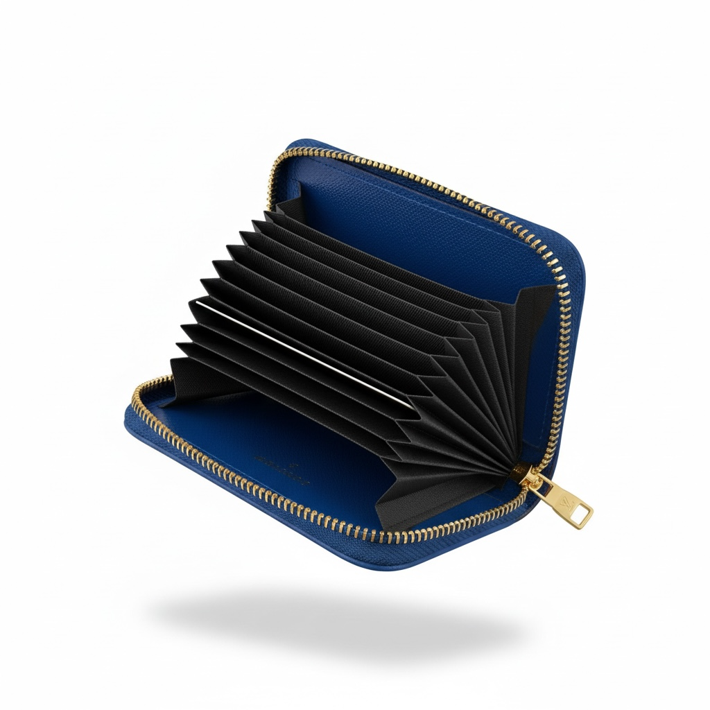 Louis Vuitton Style Blue Pattern Zip Card Holder Wallet π΅β¨
