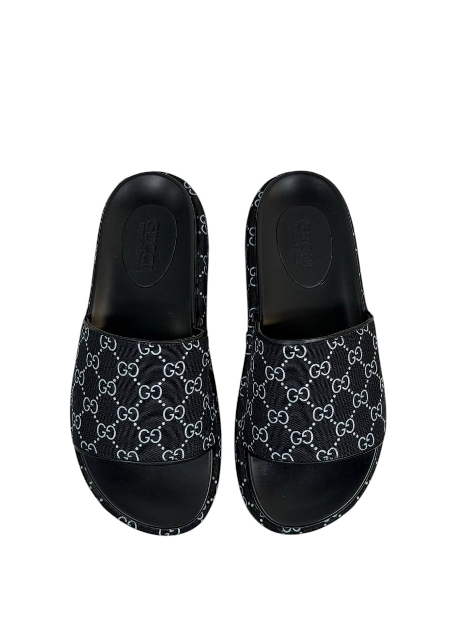 GUCCI GG Canvas Slide Sandals – Black Monogram Edition 🖤🌀