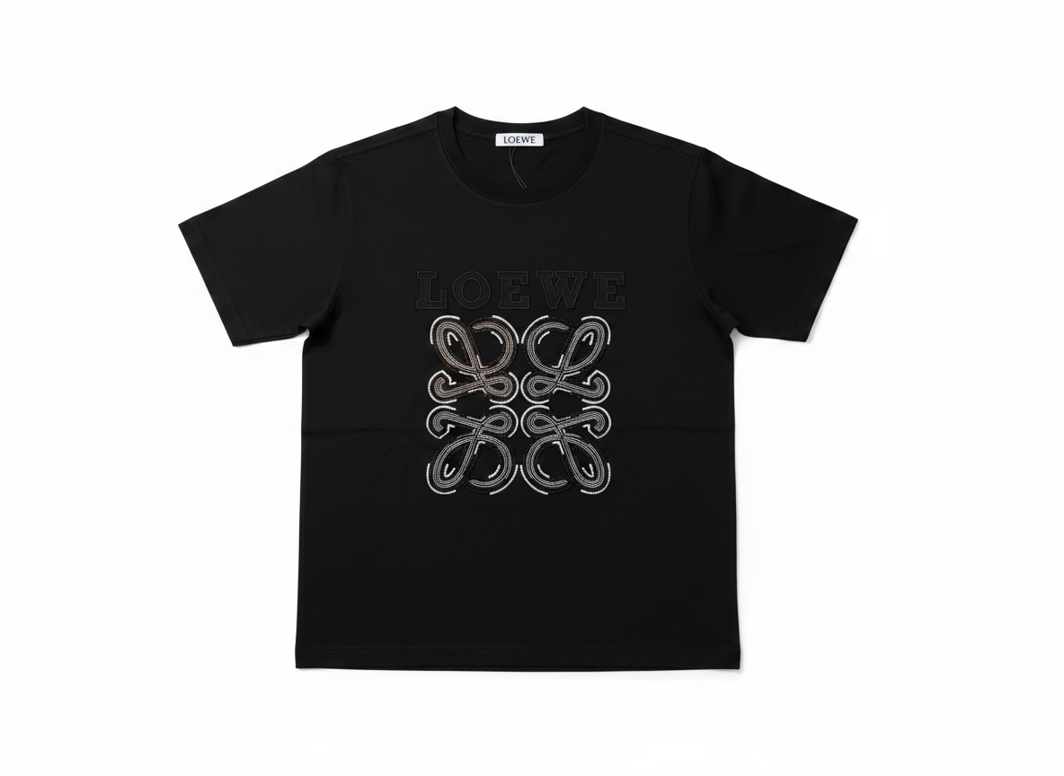 LOEWE Black Embellished Logo T-Shirt π€β¨ Luxury Statement Edition